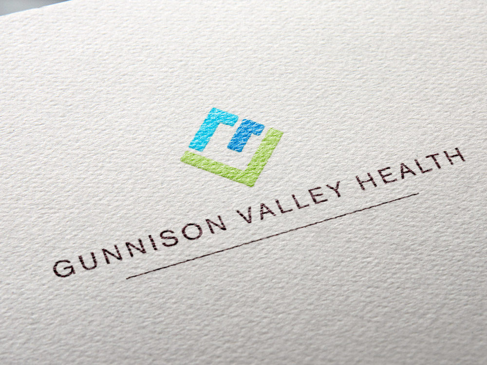 Gunnison Valley Health logo on paper mockup