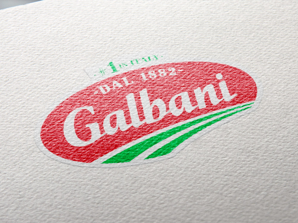 Galbani logo on paper mockup