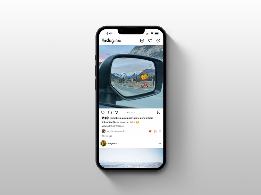 iPhone mockup with screenshot of social media post for Crested Butte State of Mind